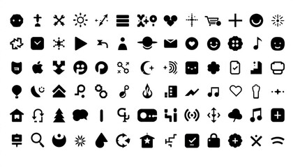 Bold Black Icon Set: A Minimalist Graphic Design Collection