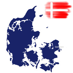 Wall Mural - silhouette of denmark map with flag