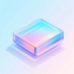 Poster - A glossy, translucent cube with a gradient of pastel colors creating a modern, ethereal look.