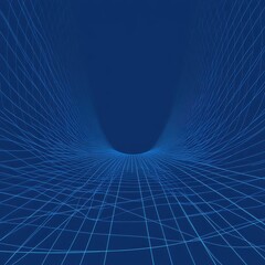 Poster - A stunning abstract representation of a blue wireframe tunnel, evoking a sense of depth and infinity.