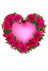  Heart-Shaped Wreath Icon | Roses, Leaves, and Berries with Subtle Elegant Details