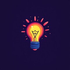 Poster - A vibrant light bulb glowing against a dark background, symbolizing creativity and innovation.