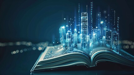 Poster - Digital Cityscape Emerging from Book