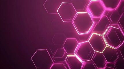 Leinwandbilder - Abstract Hexagon Pattern with Glowing Pink Lines