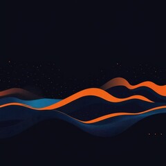Poster - Abstract illustration featuring flowing lines in blue and orange on a dark background.