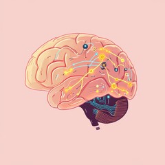 Poster - A colorful illustration of a brain with circuit patterns, symbolizing technology and intelligence.