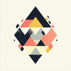Poster - Abstract geometric design featuring vibrant colors and shapes in a diamond formation.