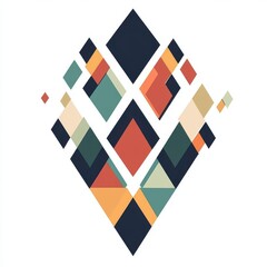 Poster - Colorful geometric abstract design featuring a diamond shape with vivid squares and triangles.