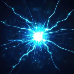 Poster - Abstract blue energy burst with radiant light effects, creating a vibrant and dynamic visual display.