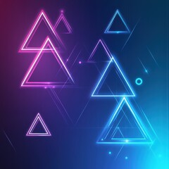 Poster - Vibrant neon triangles in shades of pink and blue create a striking, modern abstract design.