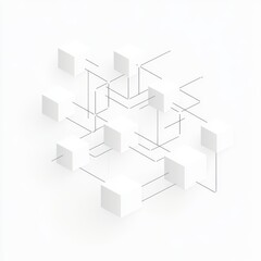 Poster - Abstract representation of interconnected cubes in a minimalist design.