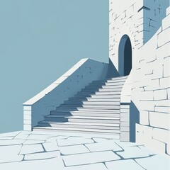 Poster - A serene staircase leading to an archway, evoking a sense of calm and simplicity.