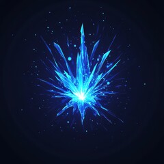 Poster - A dazzling blue crystal explosion radiates light against a dark background, creating a mystical atmosphere.