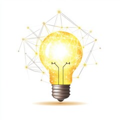 Poster - A bright yellow light bulb symbolizing innovation and ideas, surrounded by a network of connections.