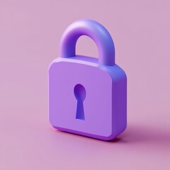 Poster - A vibrant purple cartoon lock on a pink background, symbolizing security and privacy.