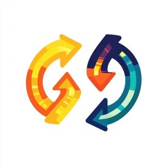 Poster - Colorful abstract arrows symbolizing recycling and sustainability.