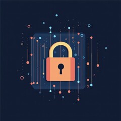 Poster - Colorful digital padlock symbolizing online security and data protection.