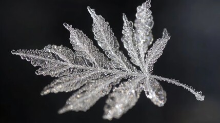 Poster - A leaf submerged in freezing water, ice crystallizing around its edges, creating a delicate winter tableau.