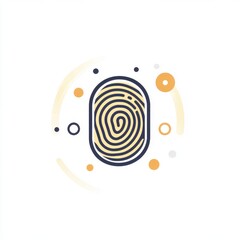 Poster - Stylized fingerprint illustration with circular elements, symbolizing security and identity.