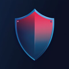 Poster - Stylized shield icon in vibrant red and blue gradients against a dark background, symbolizing protection.