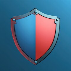 Poster - Stylized shield icon in blue and red, symbolizing protection and security.