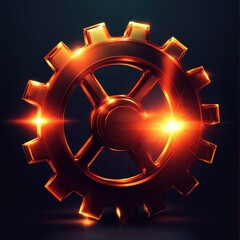 Poster - Shiny metallic gear with a glowing finish, symbolizing industry and innovation.