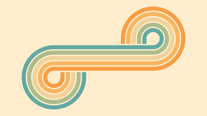 Wall Mural - abstract background of rainbow groovy wavy line design in 1970s hippie retro style. vector pattern r