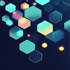 Poster - colorful hexagonal shapes against a dark background create a modern and vibrant abstract composition