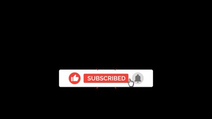Wall Mural - animated youtube subscribe button for video overlay. like subscribe bell notification button, subscr