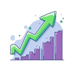 Poster - Stylized green arrow indicating growth over purple bar graph representing data trends.