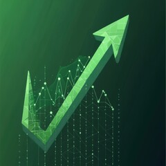 Poster - A dynamic green arrow symbolizing growth and upward trends in data presentation.