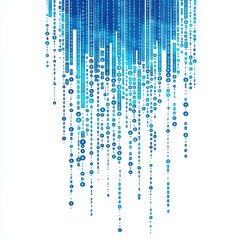 Fototapete - Abstract digital rain in shades of blue, creating a modern technology-inspired visual.