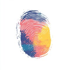 Poster - Colorful fingerprint illustration showcasing vibrant blues, pinks, and yellows against a white background.