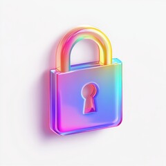 Poster - A colorful, iridescent padlock icon, symbolizing digital security and privacy.