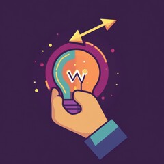 Poster - A colorful illustration of a hand holding a light bulb with a 'W' inside, symbolizing bright ideas and innovation.
