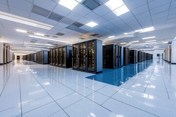 Poster - Cybersecurity initiative emphasizing encryption technology in data center technology environment interior viewpoint