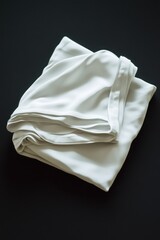 Poster - A neatly folded white silk fabric on a dark background, showcasing its smooth texture and elegance.