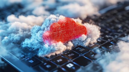 Poster - Cybersecurity awareness campaign digital realm visual representation cloud environment aerial view public initiative