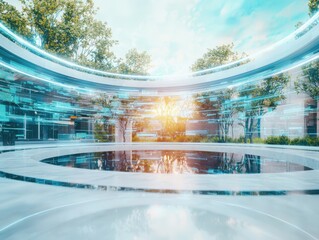 Poster - Exploring cybersecurity trends in a futuristic urban environment digital landscape technology daylight innovative perspectives