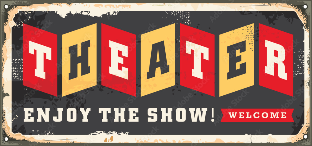 Theater retro sign design. Cinema vector advertisement. Stock Vector ...