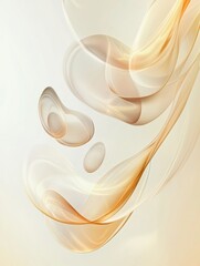 Fototapete - Abstract organic shapes evoke water droplets with glowing elements in a semi transparent arrangement. Generative AI