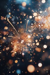 Poster - An abstract explosion of golden particles and light against a dark background, creating a sense of wonder.