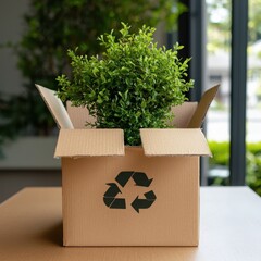 Poster - Eco-friendly packaging strategy implementation urban office space product photography indoor environment perspective on sustainability