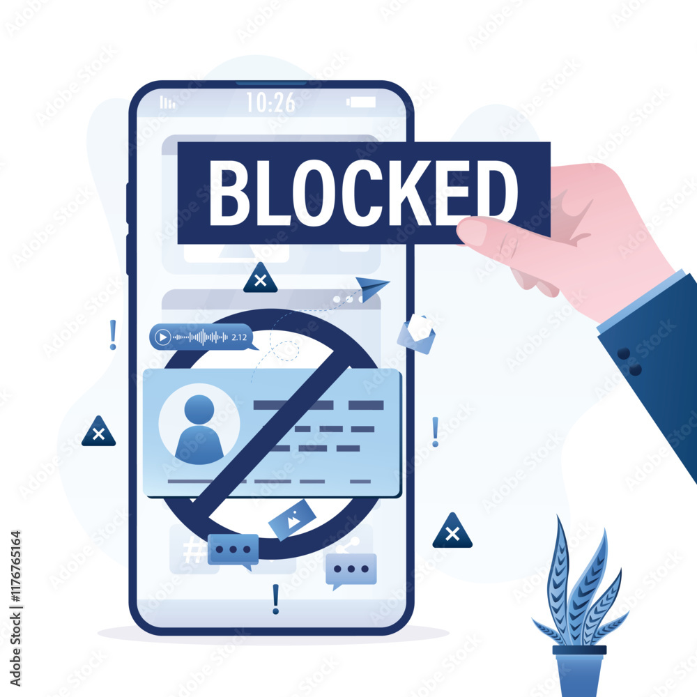 Block User Account Blocked user or account in network. Restrictions, forbidden access ...
