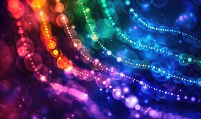 Poster - A vibrant, abstract design featuring colorful orbs and flowing lines, creating a dynamic, visually stimulating composition.