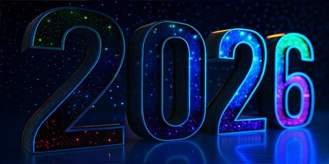 Wall Mural - 2026 new year text illustration.