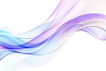 Wall Mural - Flowing abstract waves in purple and blue hues, smooth gradient style, on a clean white background. Concept of elegance and creativity. Ai generative