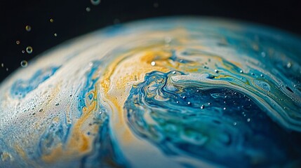 Wall Mural - abstract swirling paint sphere with bubbles.