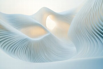Fototapete - Abstract wind lines create a serene landscape resembling gentle waves under soft lighting. Generative AI