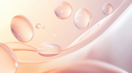 Aufkleber - organic shapes featuring semi transparent glowing droplets in a soft pastel atmosphere. generative a